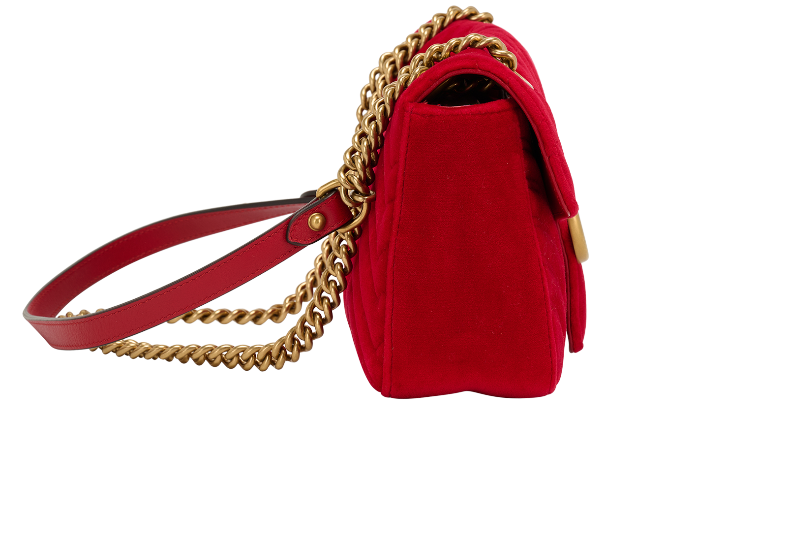 Medium GG Marmont, &pound;750, Handbags, Red, Velvet, Side view